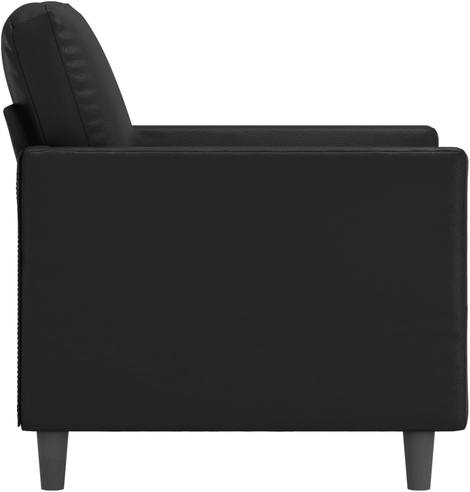 Sofa Chair Black Faux Leather Living Room Furniture