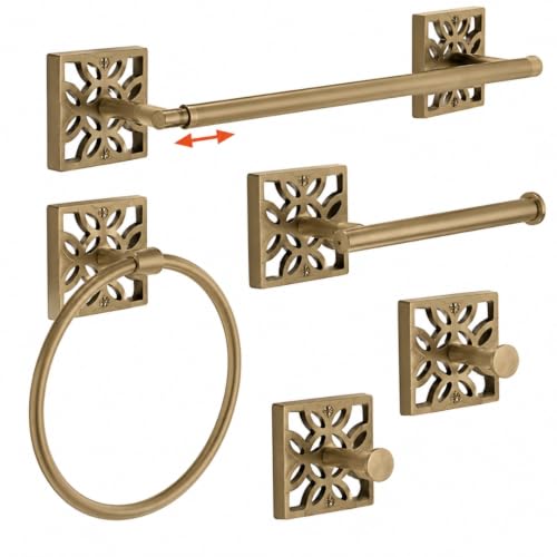 Autumn Alley 5 pc Brushed Gold Bath Hardware Set