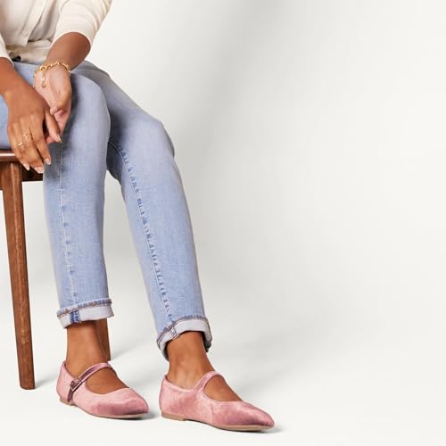 Image of Amazon Essentials Women's Velvet Mary Jane Ballet Flat with Buckle Strap