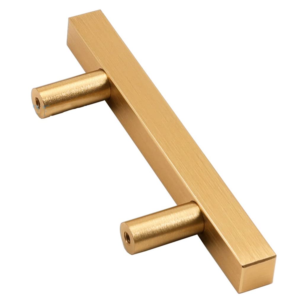 2 uchwyty do szuflad, kwadratowe uchwyty meblowe, szczotkowane złoto, do szafki kuchennej, klamki do szafy, drążek T, relingowy, stop aluminium, gałki do drzwi, uchwyty kuchenne (odległość otworów