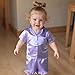 Babieshouse Toddler Girls Pajamas Sets Fashionable Ruffled Lapel V Neck Short Sleeve Tops with Solid Color Shorts 2Pcs Sleepwear (Purple, 5-6 Years)