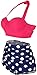 Amourri Womens Retro Vintage Polka Underwire High Waisted Swimsuit Bathing Suits Bikini,US 6-8= Tag Size L,Rose+blue