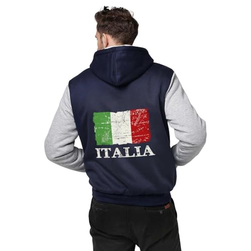 Vintage Italy Italian Flag Men's Hoodies Zippered Up Sweatshirts Printed Winter Warm Jacket2