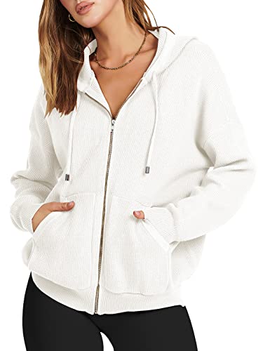 Sweat à capuche surdimensionné zippé pour femme ample et confortable