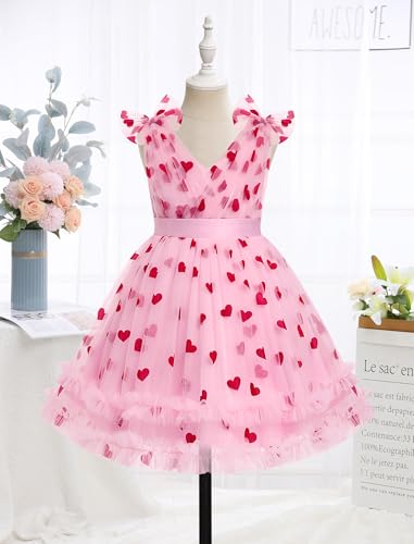 Image of IMEKIS Toddler Kids Girls Sparkle Sequins Tulle Party Dress, Wedding Formal Birthday Tea Party Dresses 2-8T