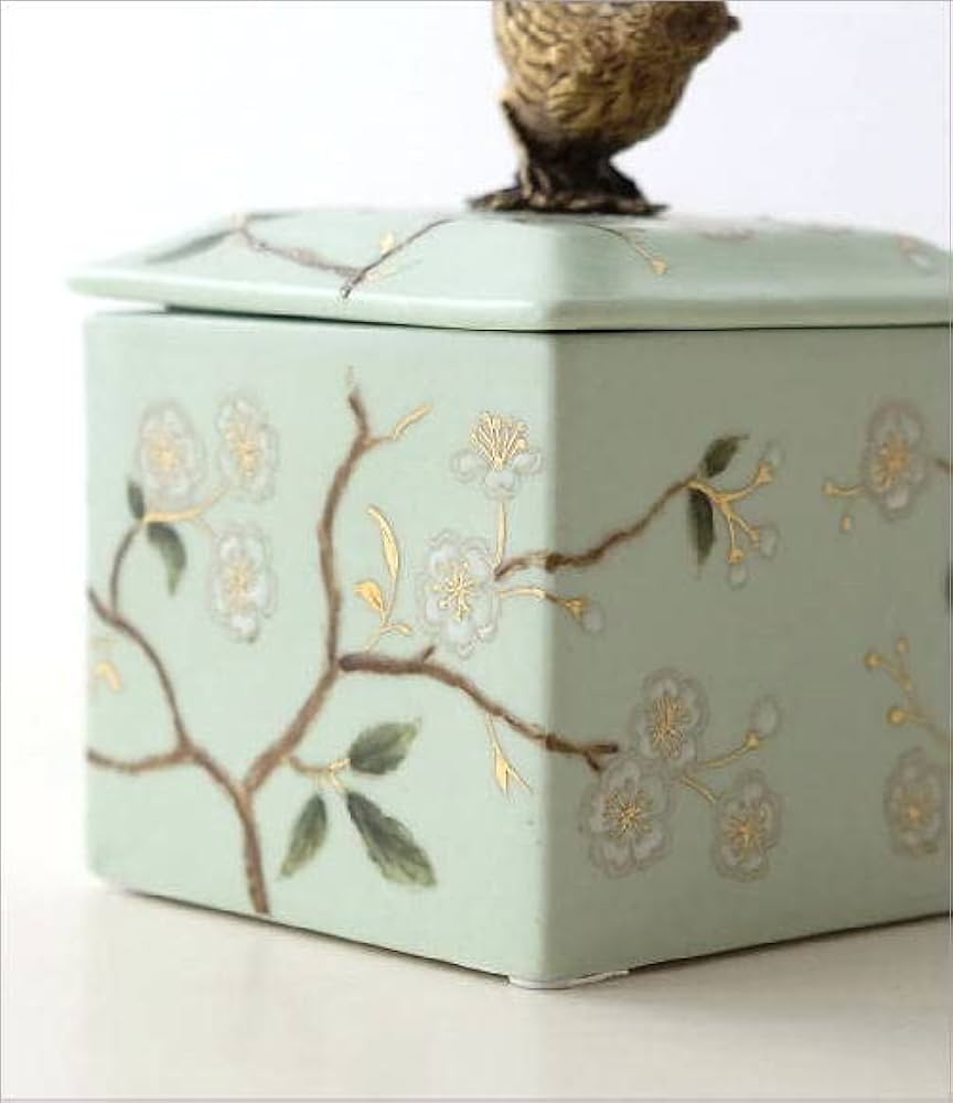 Amazon｜小物入れ 陶器 おしゃれ アイアン 小鳥 シノワズリ 蓋