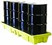 Enpac 5102-YE Polyethylene 4-Drum Low-Profile In-Line 3000 Poly-Spillpallet, 3000 lbs Load Capacity, 98" Length x 25-1/4" Width x 12" Height, Yellow