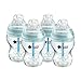 Tommee Tippee Advanced Anti-Colic Baby Bottle, Slow Flow Breast-like Nipple, Heat-Sensing Technology, BPA-Free - Clear - 9 Ounce, 4 Count