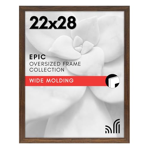 Americanflat 22x28 Poster Frame with Polished Plexiglass - Wide Picture Frames Made of Engineered Wood for Vertical or Horizontal Wall Display - Epic Collection - Mahogany