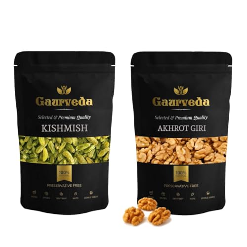 Image of GAURVEDA Kishmish Akhrot Combo: Premium Raisins & Walnuts, Healthy Snack Mix, Perfect for Gifting & Daily Consumption, Nutrient-Rich, Energy Booster