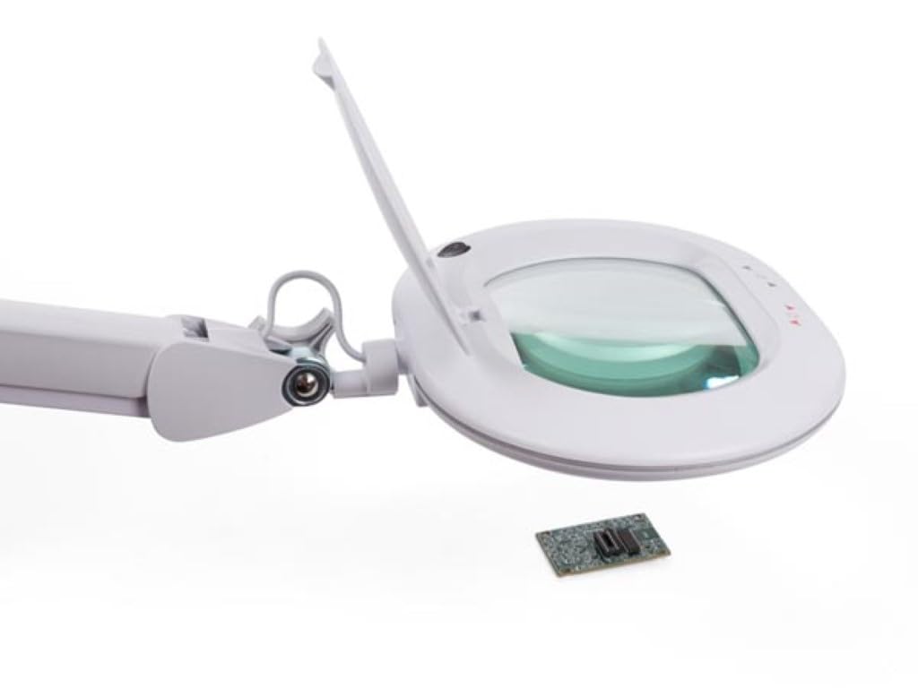 Velleman Lámpara lupa LED con pinza, lámpara de aumento regulable de 10 W, 60 LEDs, aumento 2,25x, lente 5 dioptrías 142 mm, 3500-6500 K, para lectura, diamond painting, hobby y trabajos de precisión