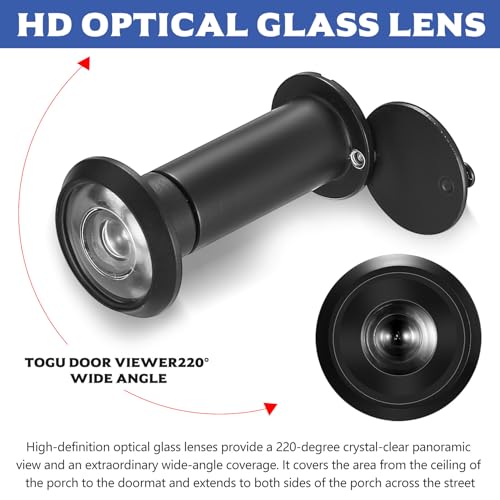 2 STK Türspion mit Sichtschutz, 200° Weitwinkel Optische Glaslinsen Tür Spion mit Türspion Abdeckung, Einstellbare Länge, für 35-60mm Dicke Türen, mit 1 Lochbohrer Ø 16mm-21mm