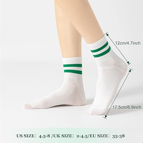 Image of Fszsaa Novelty Socks For Women - Striped Retro Mini Crew Sporty Calf Casual Cotton Ankle Socks