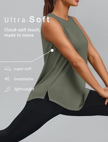 Image of PINSPARK Workout Tank Tops for Women UPF 50+ Side Slits Athletic Gym Shirt