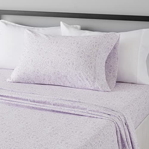 Image of Amazon Basics Lightweight Super Soft Easy Care Microfiber Bed Sheet 3 Piece Set with 14 inch Deep Pockets - Twin XL, Lavender Paisley (Pack of 4)