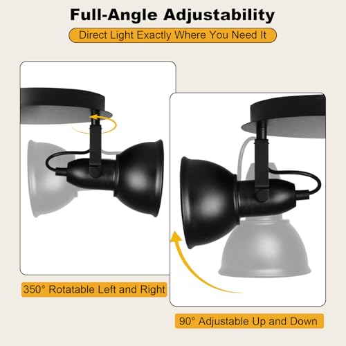 Image of HiBay Ceiling Light Fixtures, 3-Lights Adjustable LED Spotlight Black