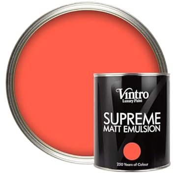 Vintro | Luxury Matt Emulsion | Smooth Chalky Finish | Multi Surface Paint | for Walls, Ceilings, Wood and Metal | 1L (Coral Red - Matisse Coral, 1L)