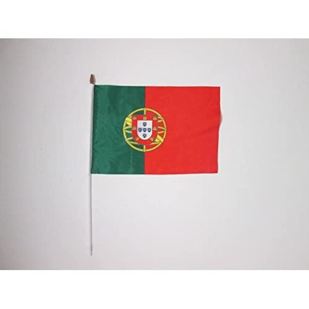 Drapeau Portugal 45x30cm avec hampe blanche en lot de 10 pièces