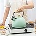 HGRVUTCFI Stovetop Whistling Kettle, Ergonomic Wooden Handle, Thickened Composite Bottom, Suitable for All Hob/Stove Types, Including Induction -Green||2.5L Kettle