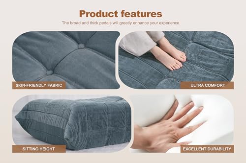 Image of Bean Bag Pouf Ottoman, Foot Stool, Foot Rest with Memory Foam Filled, Rectangle Ottoman for Living Room, Bedroom, Office (Grey Plush)