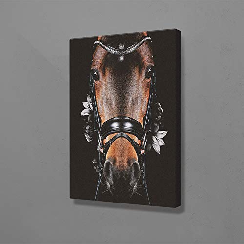 PLjVU Cavallo Animale Tela Scura Tela Wall Art Decorazione Poster Soggiorno Stampe Stampe Decorazione Camera da Letto Famiglia Pittura-Senza telaio50x66cm