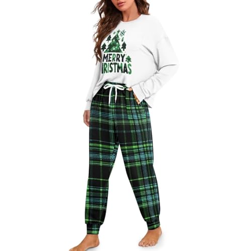 Image of Women's 2 Piece Printed Pajama Set Long Sleeve Sleepwear Set with Long Pants Casual Lounge Sets with Pocket
