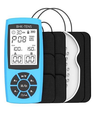 Rechargeable TENS Unit Machine for Pain Relief Therapy, Electronic EMS Muscle Stimulator for Shoulder Pain Relief, TENS&EMS Stimulator for Back Pain, Shoulder Neck Pain Relief, Sciatica Pain, Blue
