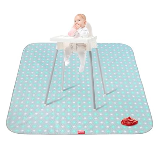 Splat Mat High Chair Mat for Mealtime, Anti Slip and Waterproof Splash Mat, Baby Playtime Splat Mat for Art and Crafts, Machine Washable Portable Picnic Mat and Baby Feeding Table Cloth, 42x46 Inch