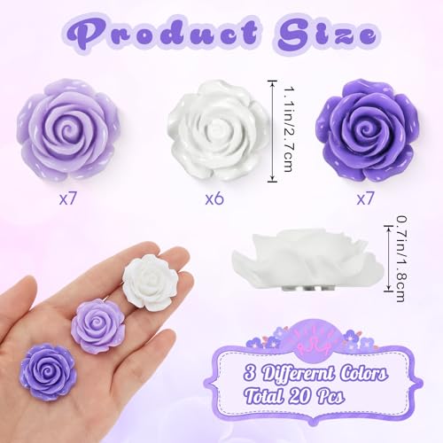 20 imanes decorativos de flor rosa para nevera miniatura 2