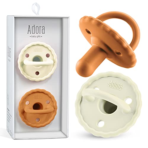 Image of Baby Soother Pacifiers - Silicone Pacifier for Boys/Girls - Newborn Pacifiers Set of 2 - Newborn Baby Essentials, BPA Free