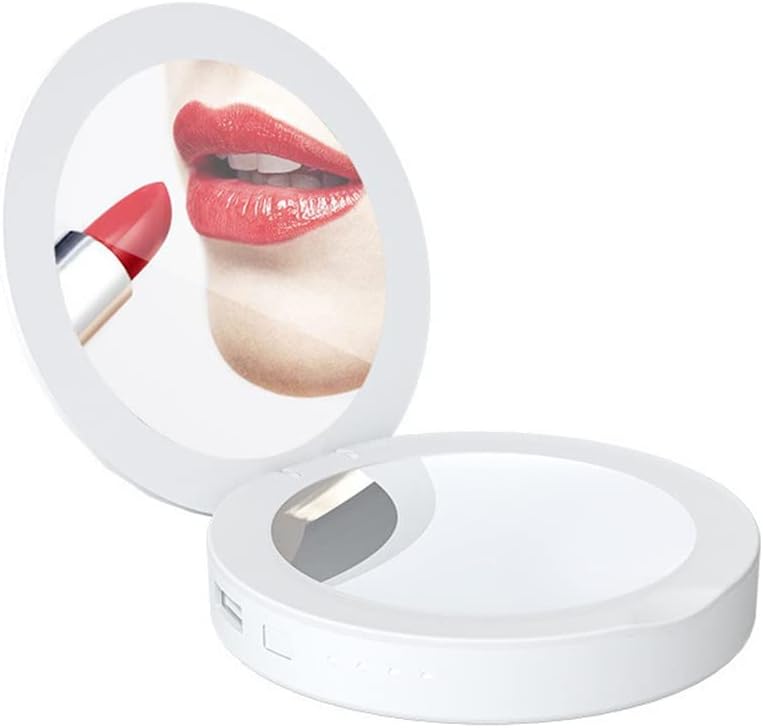 Pocket Power Bank Makeup Portable Round Hand Folding with Charging Cable