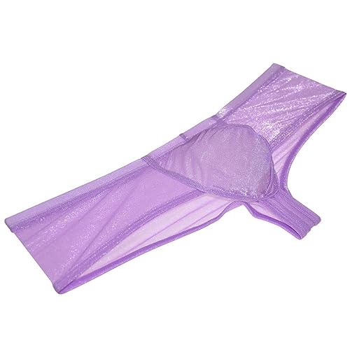 Men's Sheer Organdy Cheeky Boxers Thong Underwear Male U-briefs Gloss & C-thru Mesh Underpants Half Hip Coverage4