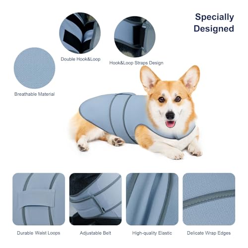 Image of Dog Anxiety Shirt,Dog Anxiety Jacket Calming Vest for Thunderstorm,Travel,Separation, Calming Coat Wrap for Dogs, Pet Stress Relief Anxiety Jacket (Misty Blue, Large)