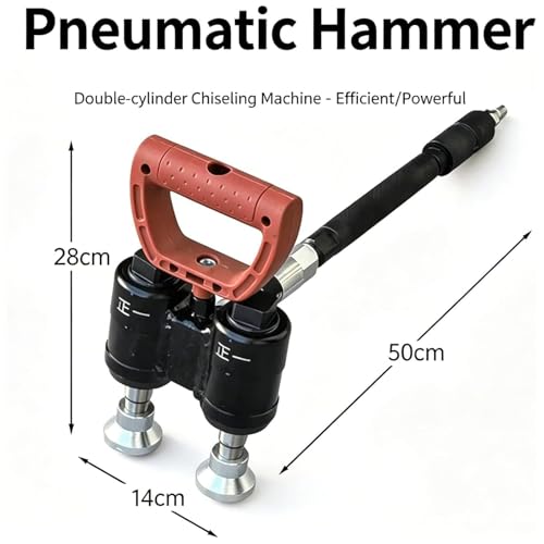 YXYLJOZ Marteau à boucharder pneumatique, Marteau à Percussion pour boucharder la Pierre, avec Double tête à 9 Dents en carbure, poignée amortissante pour Le dégrossissage des Surfaces. – vue 2