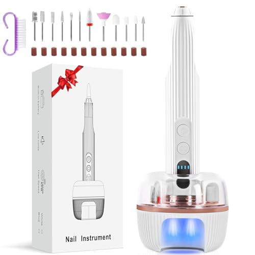 Torno Uñas Profesional Lima Eléctrica:Taladro de Lima Electrica Uñas Portátil 12 en 1 con Lámpara UV - Torno para Uñas Recargable USB - Kit de Uñas Manicura y Pedicura de Salón DIY Principiantes