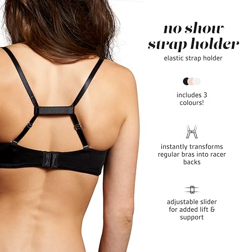 womens Elastic Holder Bra Strap, White Nude Black, One Size US3