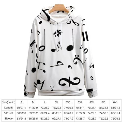 Black And White Music NotesMen's Loose Sweatshirt for Daily Wear at Home And Out2