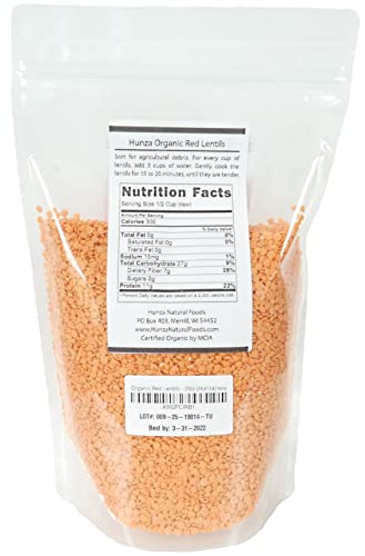 Organic Red Lentils - 2lbs (Hunza)