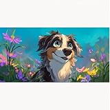 Pintar por Numeros Adultos Perro, Flor DIY Paint by Numbers Kits con Pinceles and Pigmento Acrílico, Cuadro Artesanías de Arte, Decoración para el Hogar Regalo Creativo 70x140cm, Sin Marco 1T-1280