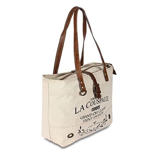 Bolso de lona grande tipo tote para mujer miniatura 7