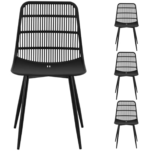 Fromm & Starck Set Sillas para Sala De Espera Cocina Asiento Star_Seat_09 (4 Unidades, hasta 150 kg, Asiento de 46,5 x 45,5 cm, Color Negro)