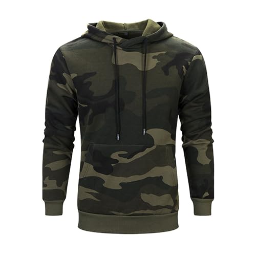 JEShifangjiusu Men'S Pullover Hoodie Blend Fleece Camo Outwear Long Sleeve Contrast Color Military Sweatshirt With Pocket