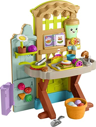 Fisher-Price Laugh & Learn Grow-the-Fun Garden to Kitchen, Interactive Farm-to-Kitchen Playset for Toddlers with Music, Lights and...