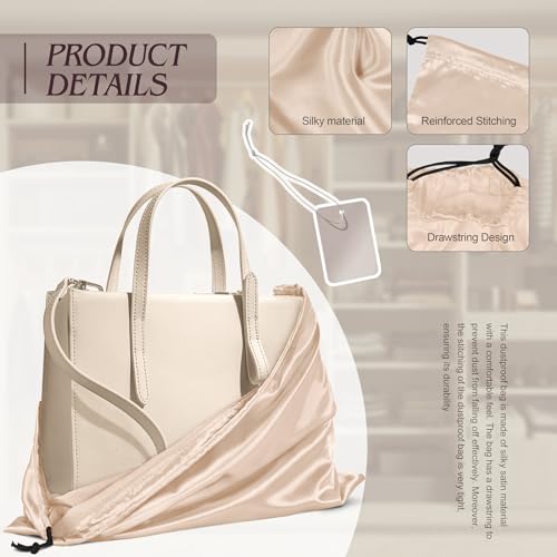 Manyshofu Beige Satin Dust Bags, 7 Pack Drawstring Storage 23.6x19.6 by Manyshofu - Used condition - Image 2