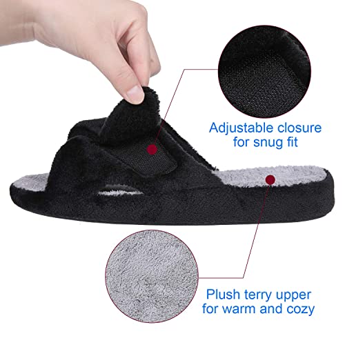 Shevalues Open Toe House Sippers For Women With Arch Support Adjustbale Slide On Spa Home Slippers Mothers Day Gifts For Mom And Grandma Black 39 thumb #2