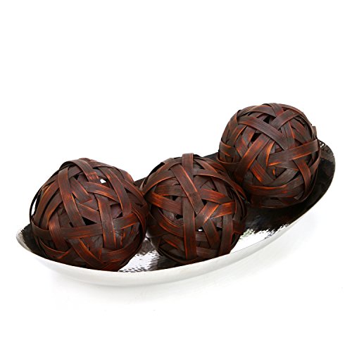 Hosley 13.5 Inch Hammered Stainless Steel Oval Bowl for Orbs, Dry