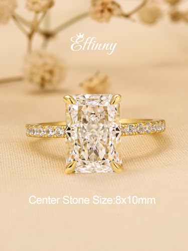 3.5/7.0ct Radiant Cut Engagement Ring for Women,Yellow Gold Plated Sterling Silver Simulated Diamond Promise Ring2
