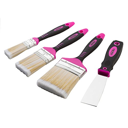 The Original Pink Box PB4PBS Pink Paint Brush and Scraper Set, 4-Piece