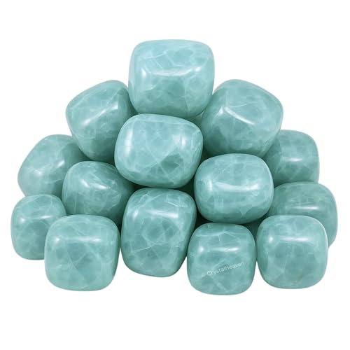 Image of Certified Aquamarine Crystal Healing Tumbled Stone, Natural Polished Crystals for DIY Crafts, Manifestation, Meditation, Pooja Feng Shui and Reiki Healing (30 Grams)