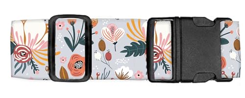 Image of Luggitime Luggage Straps for Suitcases Travel Belt Accessories, Cute Suitcase Strap, Adjustable Luggage Belt Strap, Heavy Duty with Quick-Release Buckle Luggage Strap Blue Beautiful Flower